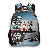 Multi leisure backpack,Photo Gambling Chips Casino Poker On The Dark, travel sports School bag for adult youth College Students