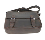 Vagabond Traveler Full Grain Cowhide Leather Casual Messenger Bag L60. Dark Brown