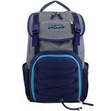 Fuel Triumph School Bookbag, Sports Backpack, Travel, Carry on, Hiking, Camping - Gray/Blue