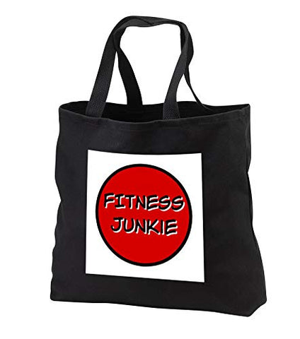 Carrie 3drose Merchant quote - Image of Fitness Junkie - Tote Bags - Black Tote Bag JUMBO 20w x 15h