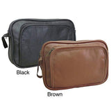 AmeriLeather Leather Travel Toiletry Bag (Brown)
