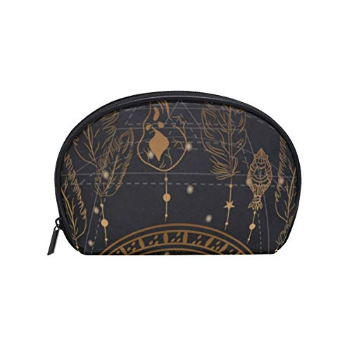 Cosmetic Bag Ethnic Sun Face In Golden Dreamcatche Customized Shell Makeup Bags Organizer