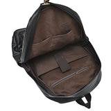 ABage Faux Leather Daypack School Bag Bookbag College School Travel Laptop Backpack, Black1