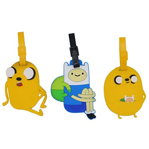 Set Of 3 - Super Cute Kawaii Cartoon Silicone Travel Luggage Id Tag For Bags (Adventure Time)