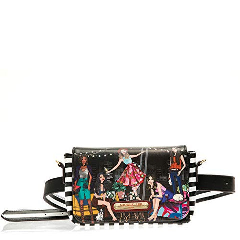 Buckle Belt Convertible Fanny Pack With Flap Top And Shoulder Strap (House Party)