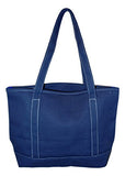 Premium Large 24 oz Cotton Canvas Open Top Shopper Tote Bag (Navy)