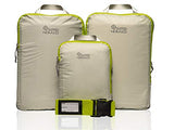 Compression Packing Cubes Set of 3,Ultralight Travel Organizer Bags and Luggage Strap (cool grey)
