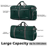 Gonex 150L Travel Duffel Bag Foldable Extra Large Duffle Bag XL Heavy Duty for Men Women for Luggage Shopping Blackish Green