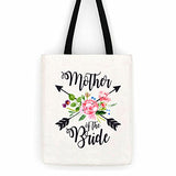 Mother Of The Bride Floral Arrows Cotton Canvas Tote Bag School Day Trip Bag