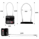 SHOWKOO TSA Approved Luggage Locks, Travel Lock, Re-settable Combination with Alloy Body, Small & Lightweight Cable Locks Black