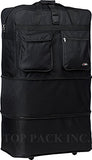 36" Rolling Wheeled Duffle Bag Spinner Suitcase Luggage Expandable (36 Inch, Black)