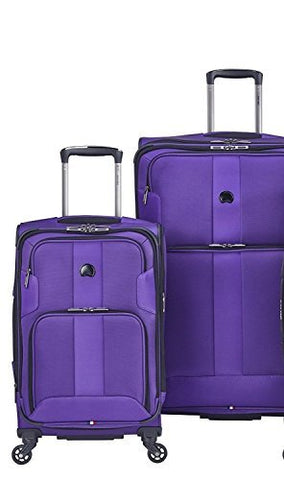 Delsey Paris Luggage Sky Max 2 Piece Set Carry On & Checked Spinner Suitcase, Purple
