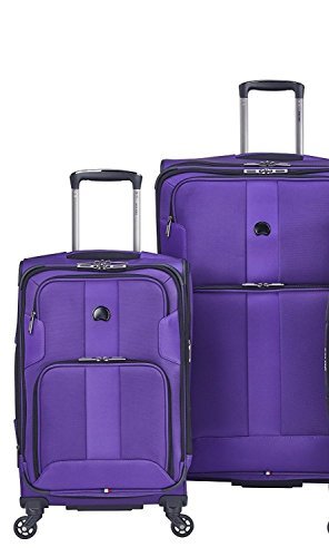 Delsey Paris Luggage Sky Max 2 Piece Set Carry On & Checked Spinner Suitcase, Purple