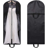 70" Bridal Wedding Gown Garment Bag Extra Large Foldable Portable Travel Dress Cover Hanging Luggage with Pockets for Womens, 8" Gusseted Black