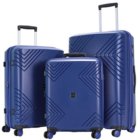 GinzaTravel Anti-scratch PP Material never breakage Widened and thickened large capacity Luggage 3 Piece Sets 8-wheel Spinner Luggage sets Expandable（all 20 24 28)