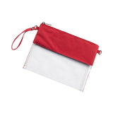 Red Custom Stadium Clear Zip Pouch With Detachable Crossbody Strap And Wristlet