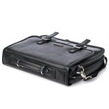 Alpine Swiss Leather Briefcase Dressy Double Buckle Flap-Over Black
