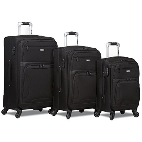 Rolite Explorer 3-Piece Expandable Spinner Luggage Set-Black