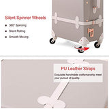 Unitravel Retro Luggage 26 inch Lightweight Women Cute Suitcase with Spinner Wheels (Light Gray)