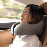 MLVOC Travel Pillow 100% Pure Memory Foam Neck Pillow, Comfortable & Breathable Cover, Machine Washable, Airplane Travel Kit with 3D Contoured Eye Masks, Earplugs, and Luxury Bag, Standard, Gray