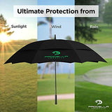 Procella Golf Umbrella 62 Inch Large Oversize Windproof Waterproof Automatic Open Rain & Wind Resistant Vented Double Canopy Best Golf-Sized Stick Umbrellas for Men and Women Sturdy Portable (Black)