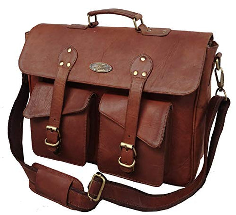 16 Inch Rustic Vintage Leather Messenger Bag Laptop Bag Briefcase Satchel Bag