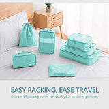 Packing Cubes 7 Pcs Travel Luggage Packing Organizers Set with Laundry Bag (Pale blue)
