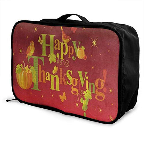 Travel Bags Autumn Harvest Pumpkin Bird Thanksgiving Portable Suitcase Trolley Handle Luggage Bag