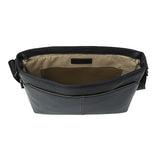 Boconi Tyler Tumbled Slim Mailbag Messenger (Black with Khaki)