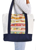 Vietsbay'S Women Africa Design 2Print Heavyweight White Canvas Handbags