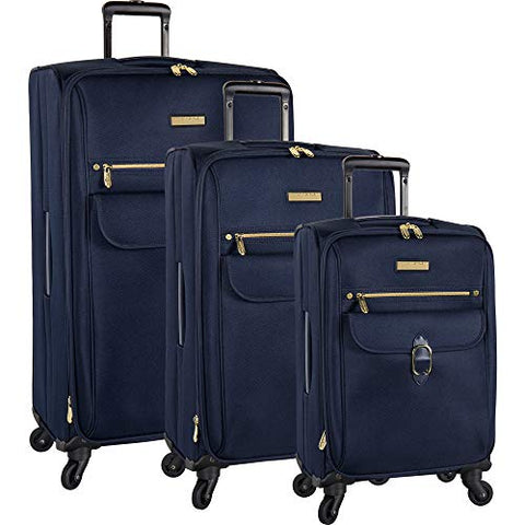 Anne Klein 3 Piece Expandable Spinner Luggage Suitecase Set, Navy