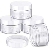 4 Pieces Round Clear Wide-mouth Leak Proof Plastic Container Jars with Lids for Travel Storage Makeup Beauty Products Face Creams Oils Salves Ointments DIY Slime Making or Others (1 oz, White)