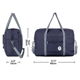 For Spirit Airlines Foldable Travel Duffel Bag Tote Carry on Luggage Sport Duffle Weekender Overnight for Women and Girls (3112 Dark Blue ( with Shoulder Strap))