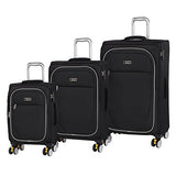 IT Luggage Lockdown 8 Lightweight Expandable 3 Piece Set with Wheel Locks, Black