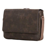 Kenneth Cole Reaction Travelier Satchel Messenger Vegan Leather Laptop Computer Shoulder Bags, Brown, Scored