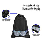 Shoe bags for Travel Storage Dust-Proof Drawstring with Window 18 pcs (Black)