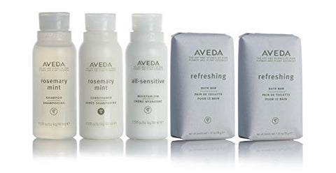 Aveda Amenities Luxury Travel Set- 1 Shampoo, 1 Conditioner, 1 Moisturizer (1.5Oz) 2 Bath Bar