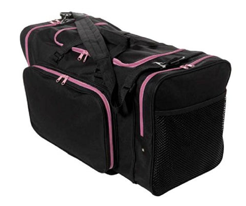 Sassi Designs Team Black 24" Duffel Bag With Pink Zipper Trim