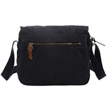 Abage Men's Canvas Messenger Bag Small Vintage Military Satchel Bag Crossbody Bag, Black