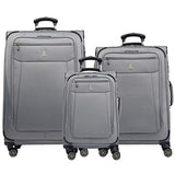Travelpro Skywalk Limited 3 Piece Spinner Suitcase Set - Softside Expandable Travel Luggage with Spinning Wheels – Carry On & Checked Bags, Grey