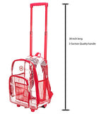 Rolling Clear Backpack Heavy Duty Bookbag Quality See Through Workbag Travel Daypack Transparent