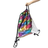 MHJY Sequin Bag Unciorn Drawstring Bag Mermaid Backpack Sparkly Gym Dance Bag Reversible Flip Sequin Bling Backpack for Hiking Beach Travel Bags