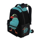 Stylish Blue Cartoon Bird Backpack- Lightweight School College Travel Bags, ChunBB 16" x 11.5" x 8"