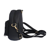 Damara Girl'S Chic Tassel Zipper Pouch Front Mini Versatile Backpack,Black