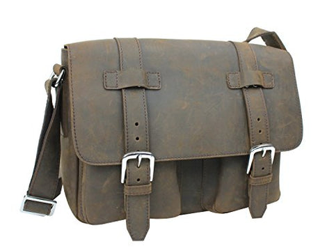 Vagabond Traveler Full Grain Leather Casual Messenger Bag L73. Distress