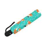InterestPrint Cute Foxes Seamless Pattern Windproof Auto Open And Close Folding Umbrella,