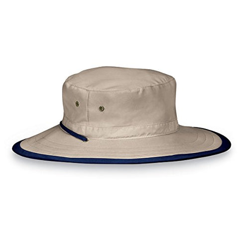 Wallaroo Hat Company Explorer Sun Hat – Natural - UPF 50+, Unisex, Ready for Adventure, Designed in Australia - Camel/Navy, Large/Extra Large