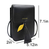 Aibearty 4 Layers Crossbody Cell Phone Pouch Bag Small Tassel Leather Shoulder Purse Wallet