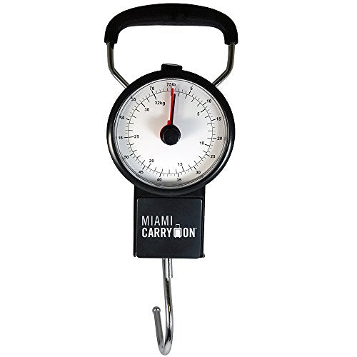 Miami CarryOn Mechanical Hanging Luggage Scale with a Built-in Tape Measure
