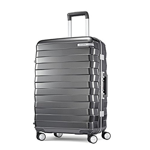 Samsonite Framelock Hardside Checked Luggage With Spinner Wheels, 25 Inch, Dark Grey